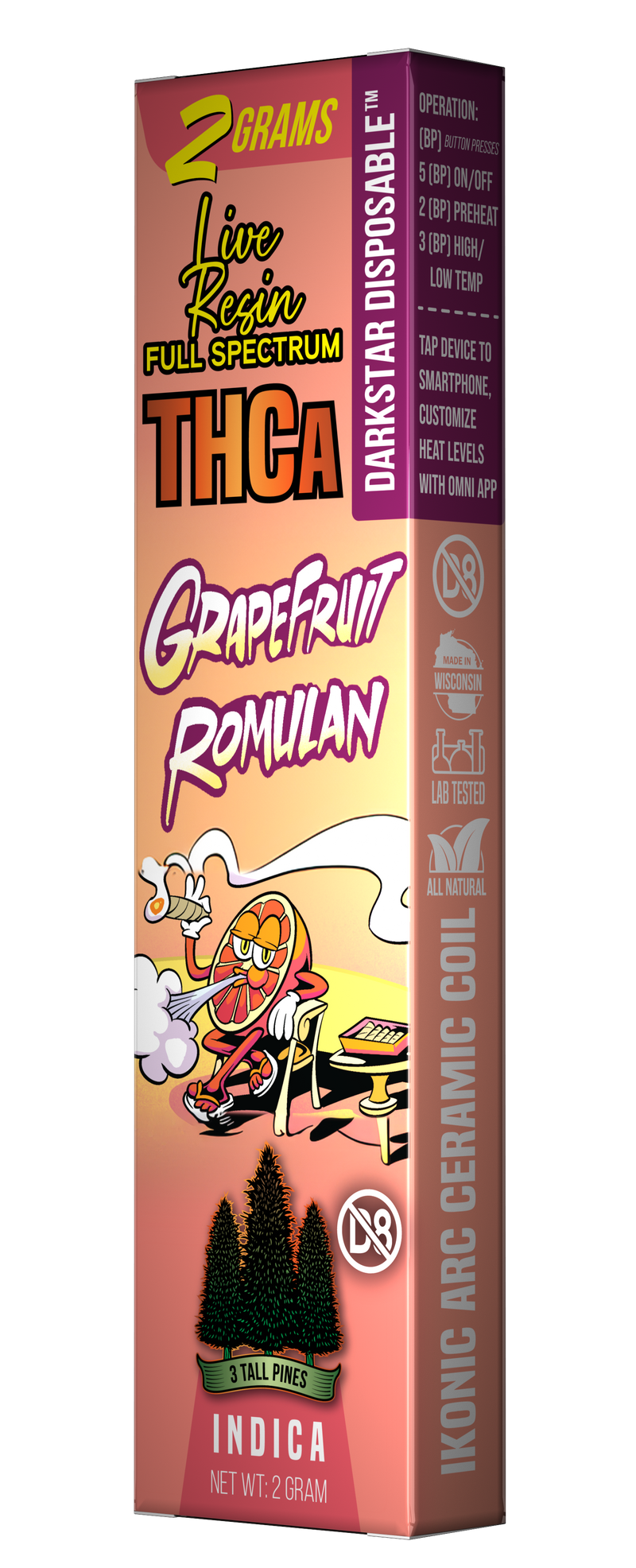 THCa Disposable Vape - Grapefruit Romulan - Darkstar 2g (Indica) 3 Tall Pines Wholesale THCa Disposable Vape - Grapefruit Romulan - Darkstar 2g (Indica) 3 Tall Pines Wholesale