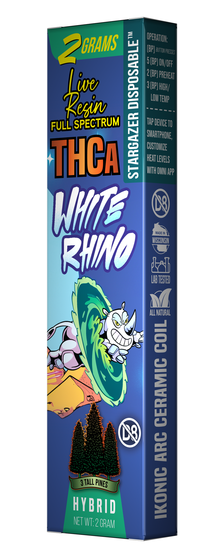THCa Disposable Vape - White Rhino - Stargazer 2g (Hybrid) – 3