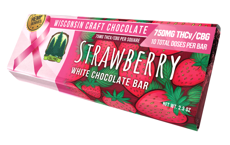 Strawberry White Chocolate- Delta 8/THCv/CBG Chocolate Bar