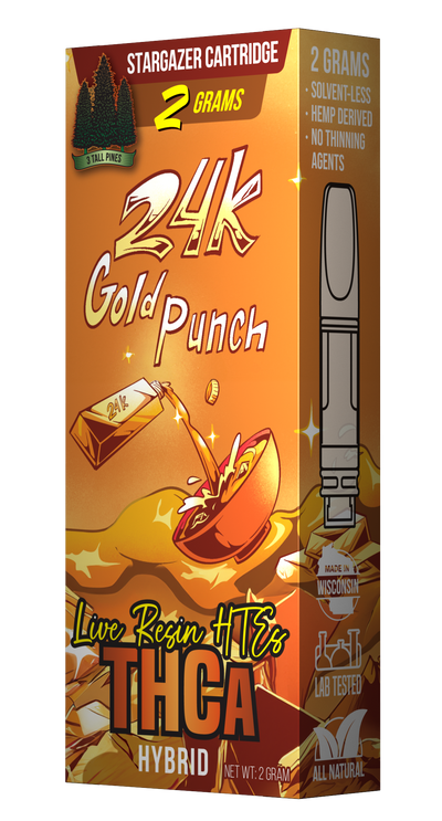 THCa Vape Cartridge - 24k Gold Punch - 2g Stargazer (Hybrid)