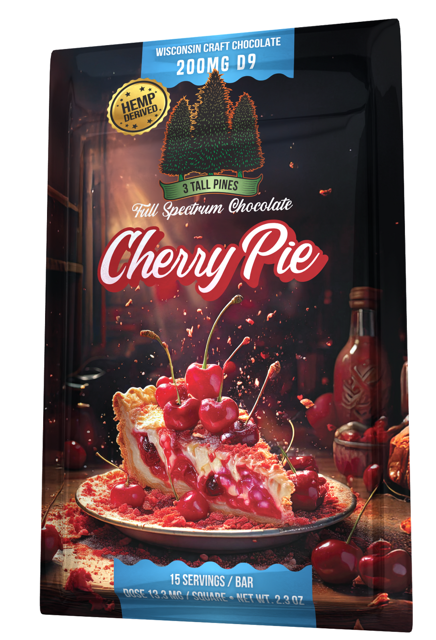 Cherry Pie Delta 9 Chocolate Bar - 200mg Delta 9 + 800mg CBD Full