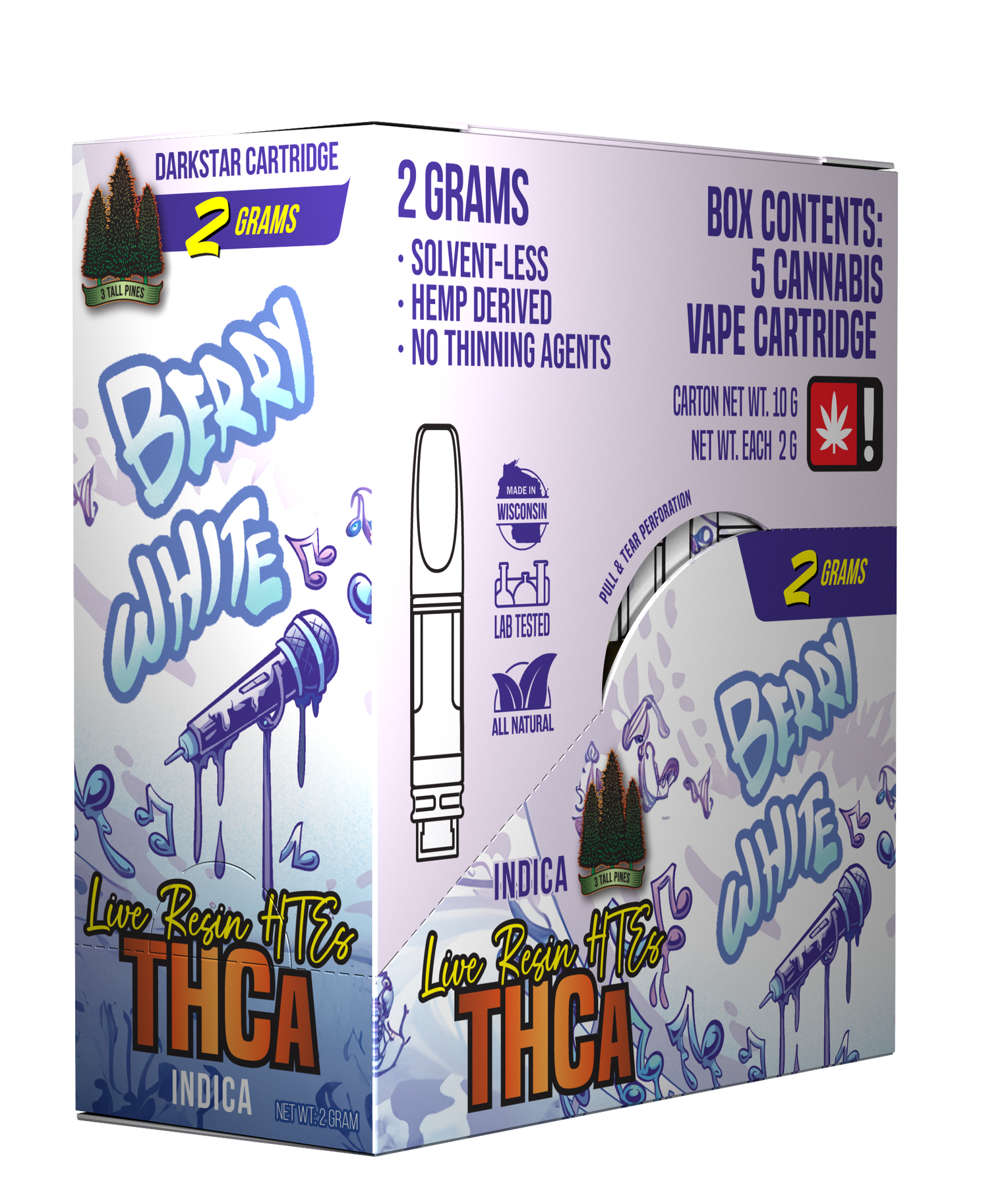 THCa Vape Cartridge - Berry White - 2g Darkstar (Indica) 3 Tall Pines Wholesale THCa Vape Cartridge - Berry White - 2g Darkstar (Indica) 3 Tall Pines Wholesale