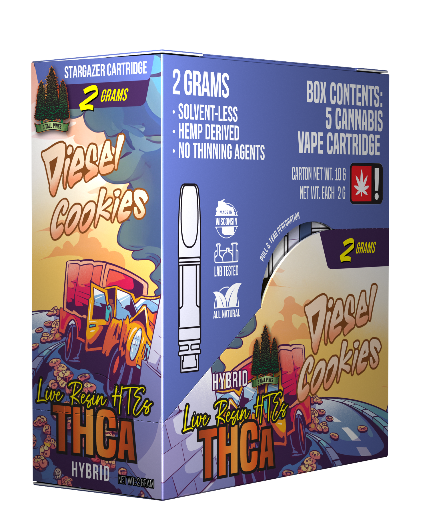 THCa Vape Cartridge - Diesel Cookies - 2g Stargazer (Hybrid) 3 Tall Pines Wholesale THCa Vape Cartridge - Diesel Cookies - 2g Stargazer (Hybrid) 3 Tall Pines Wholesale
