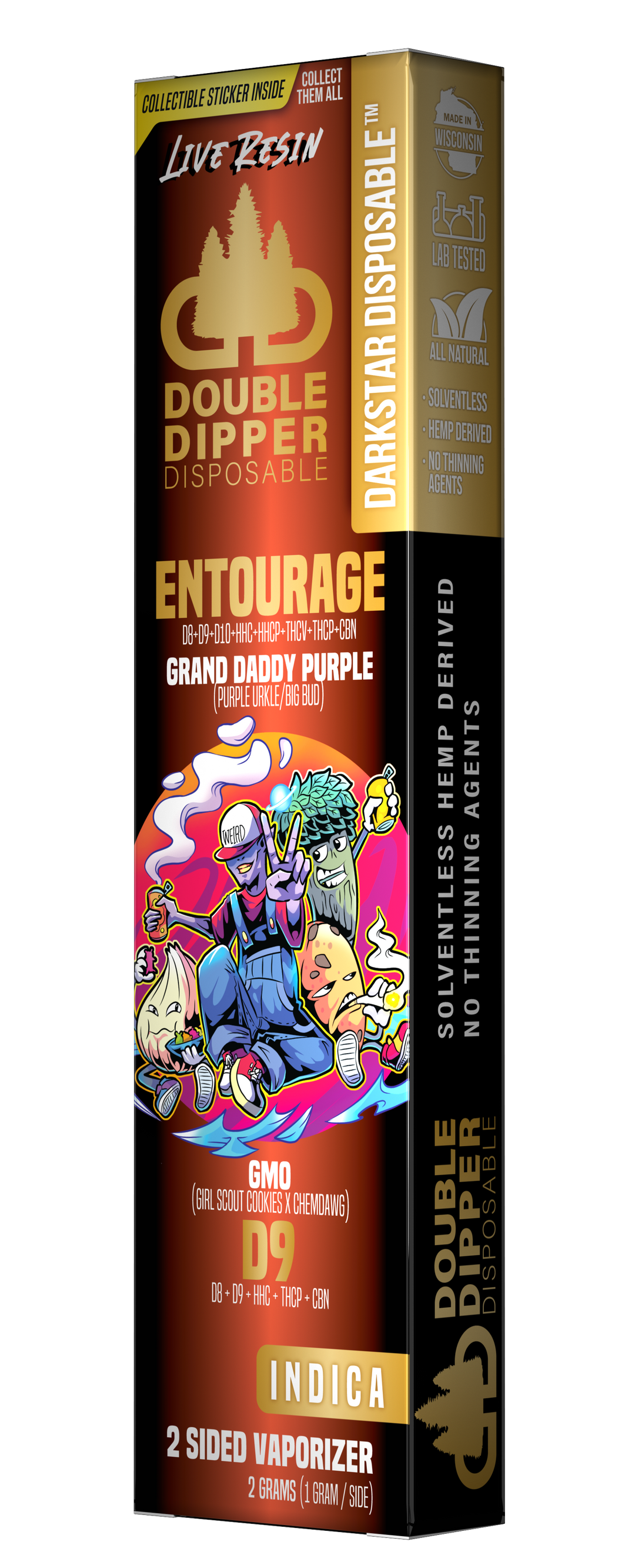 GMO / Grand Daddy Purple - Delta 9/Entourage - Darkstar Double Dipper Disposable  Vape