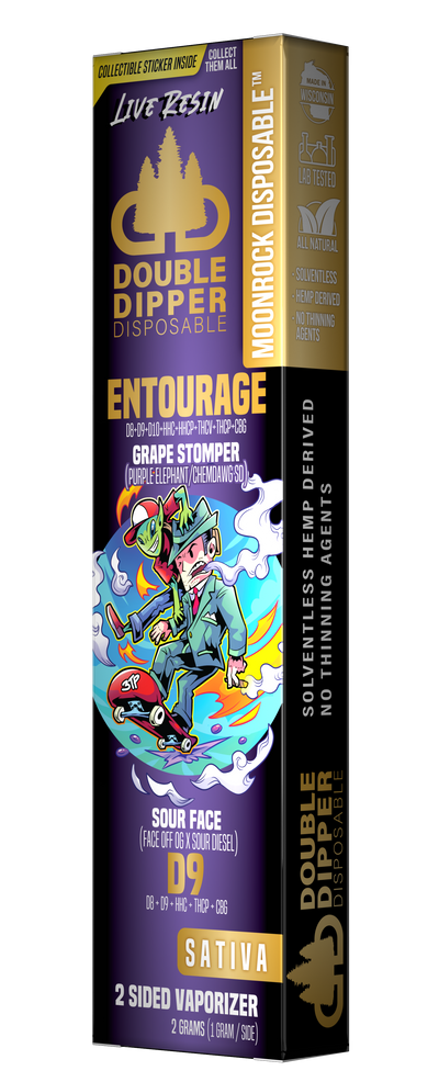 Grape Stomper / Sour Face - Entourage/Delta 9 - Moonrock Double Dipper Disposable Vape