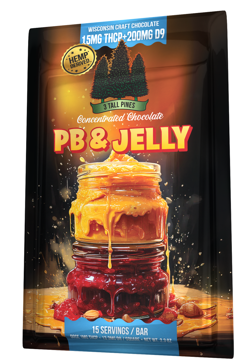 Peanut Butter and Jelly Delta 9 Chocolate Bar - 15mg THCP + 200mg Delta 9 Edible