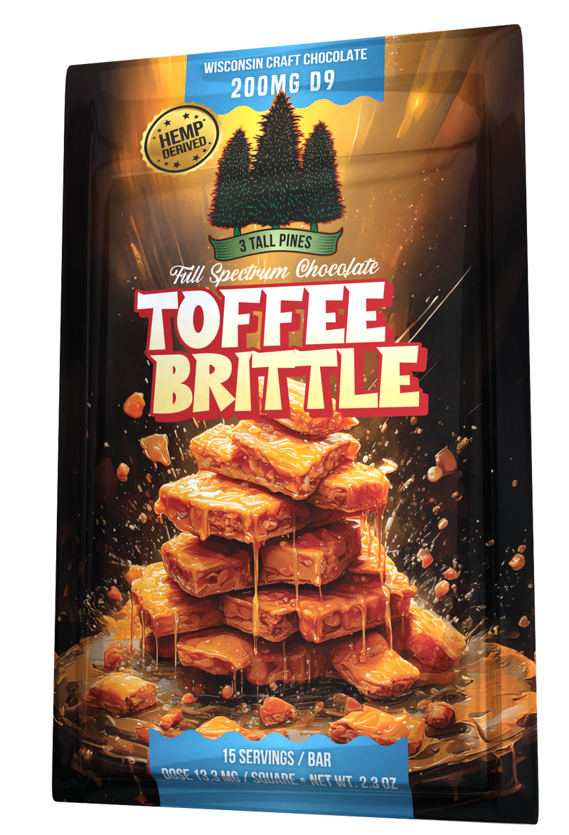 Toffee Brittle Delta 9 Chocolate Bar - 200mg Delta 9 + 800mg CBD Full Spectrum Edible