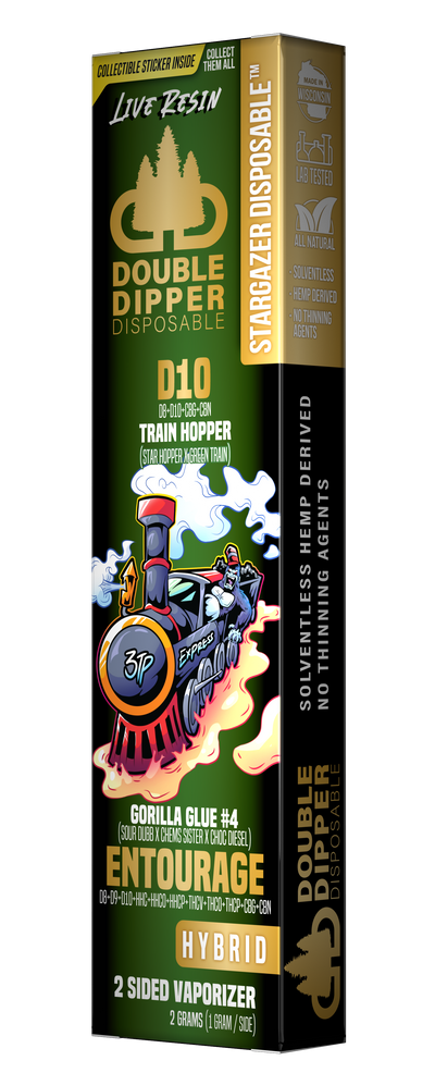 Train Hopper/Gorilla Glue #4 - Delta 10/Entourage - Stargazer Double Dipper Disposable Vape